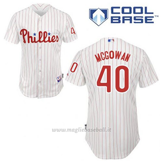 Maglia Baseball Uomo Philadelphia Phillies Dustin Mcgowan 40 Bianco 1ªCool Base